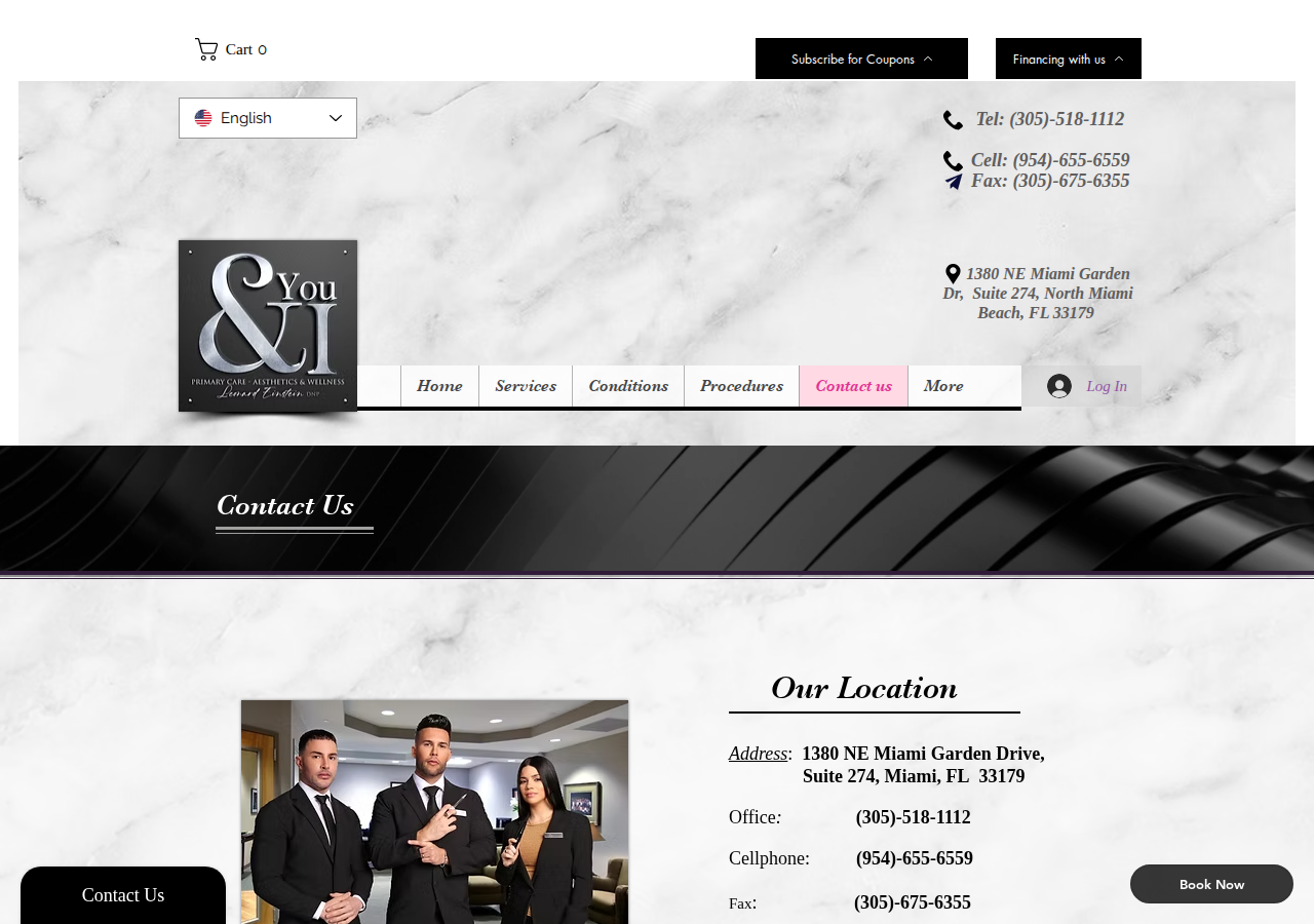 Screenshot of Contact Us | You & I Medical Aesthetic Spa