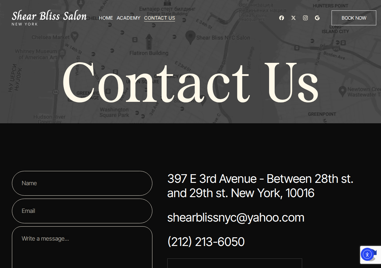 Screenshot of Contact Us | Shear Bliss