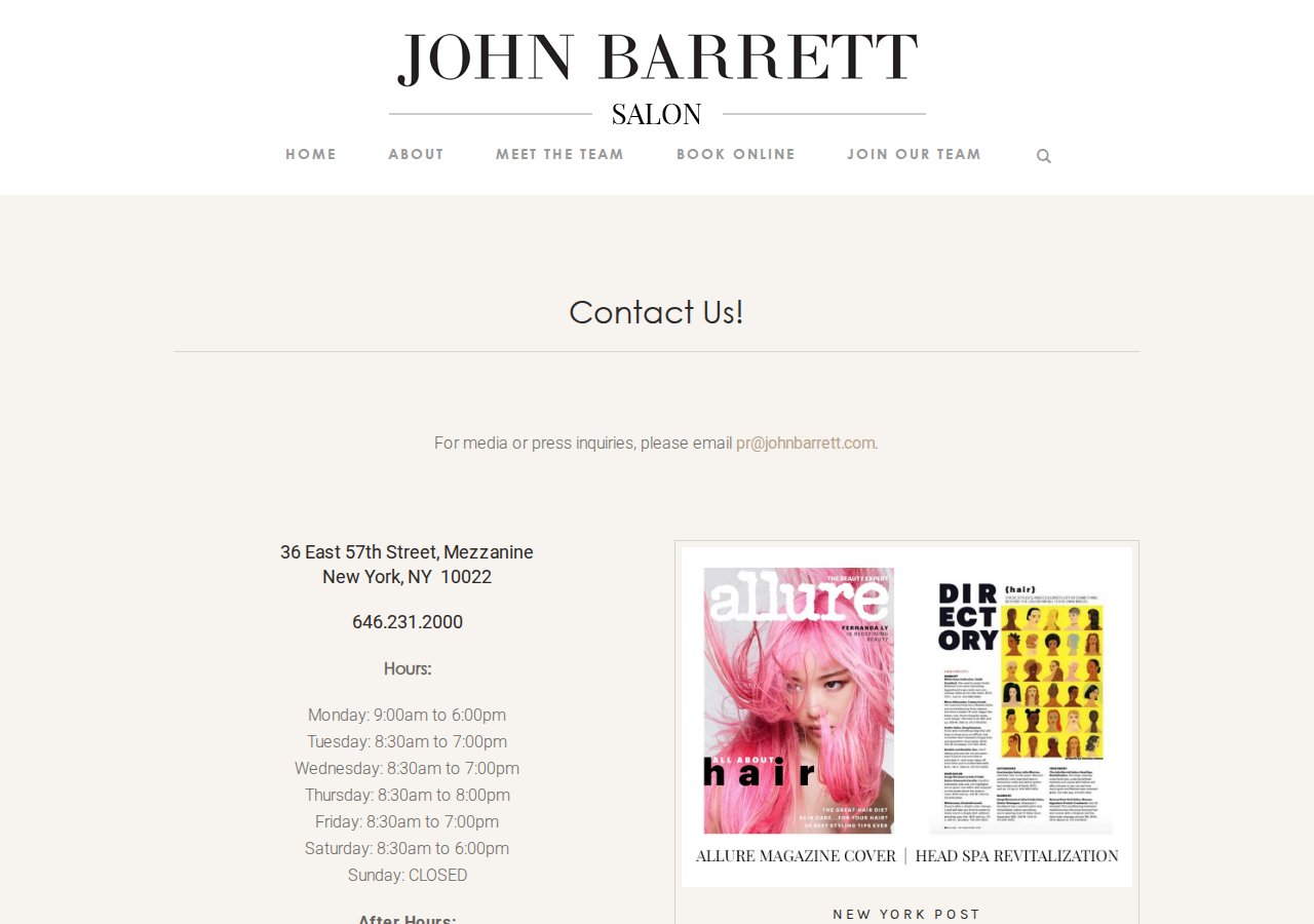 Screenshot of Contact - John Barrett Salon
