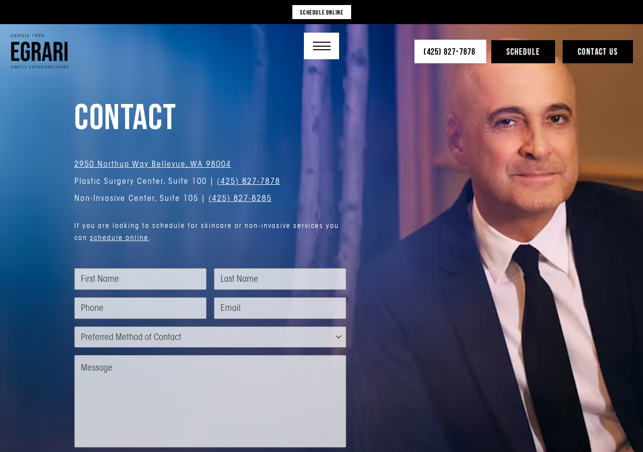 Screenshot of Contact Us | Egrari Plastic Surgery Center