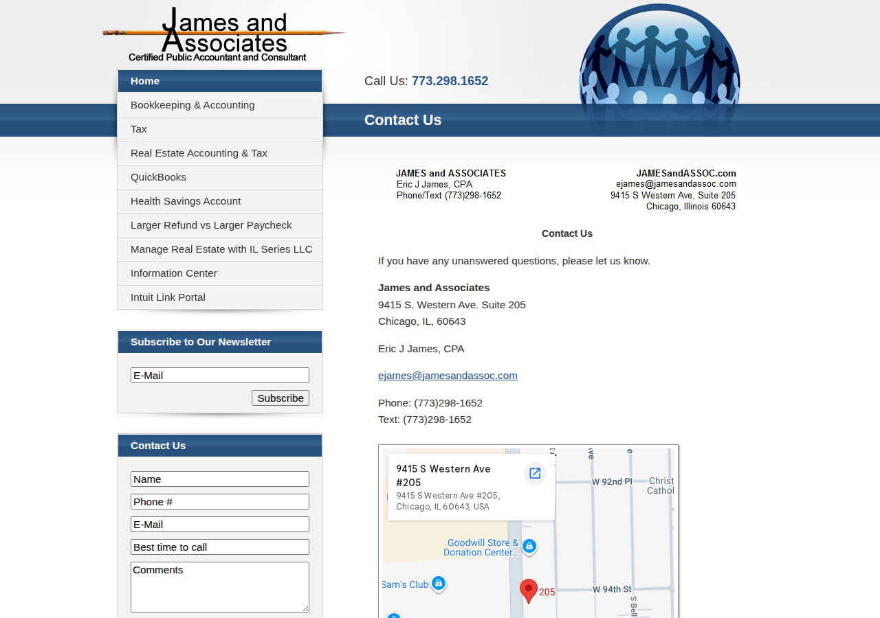 Screenshot of Chicago, Illinois Certified Public Accountant Firm | Contact Us Page | James And Associates