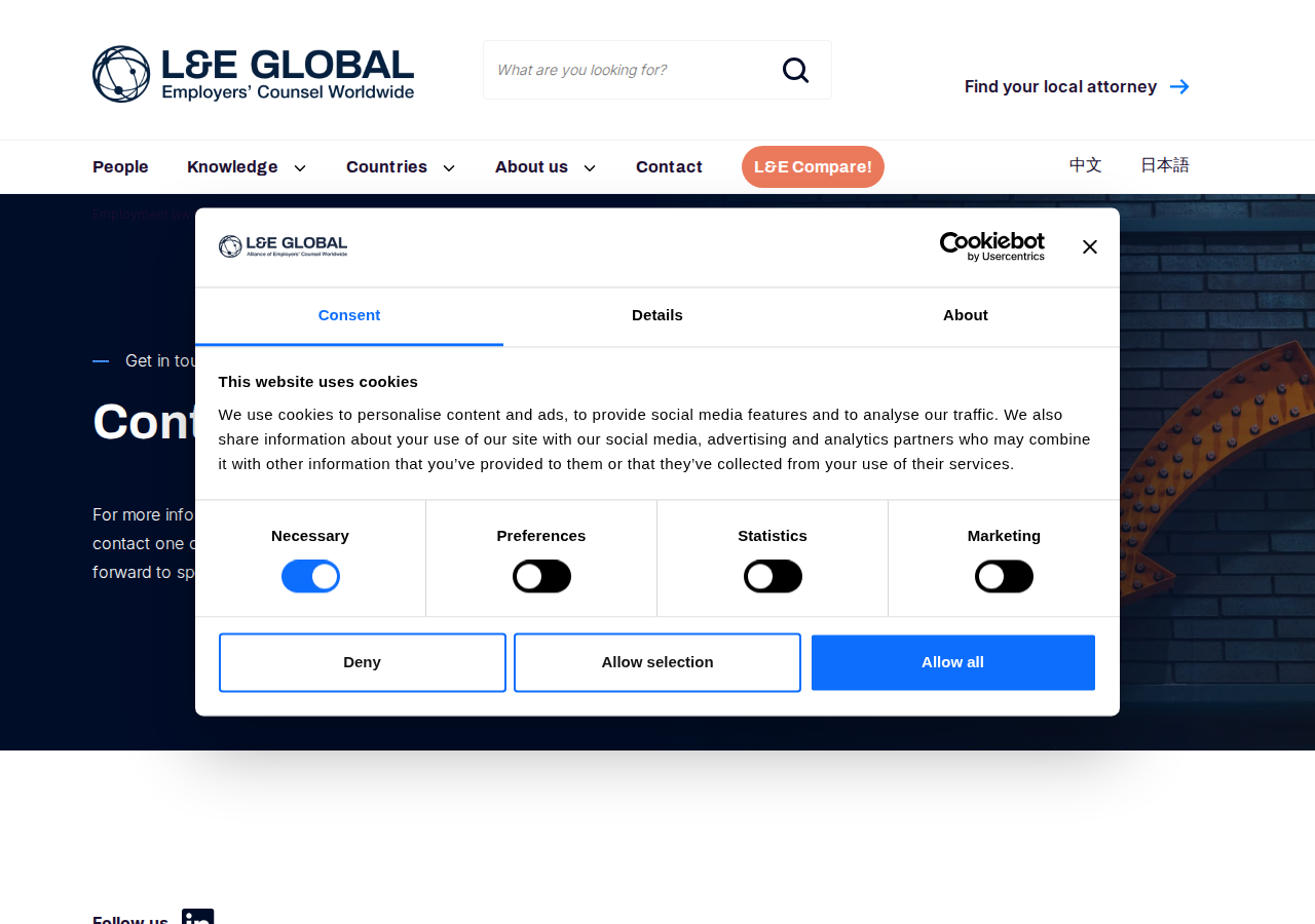 Screenshot of Contact - L&E Global