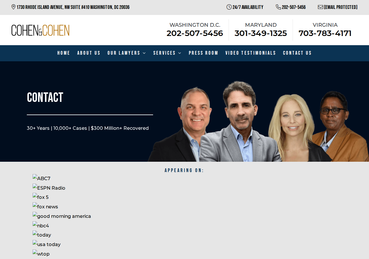 Screenshot of Contact - Cohen & Cohen