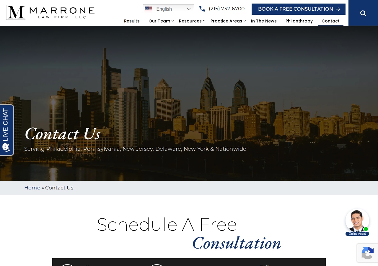 Screenshot of Contact | Marrone Law Firm, LLC