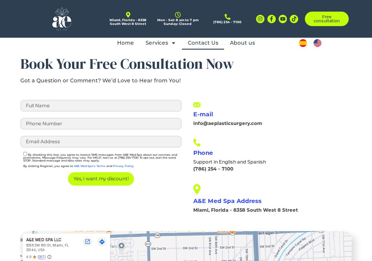 Screenshot of Contact Us - A&E MED SPA