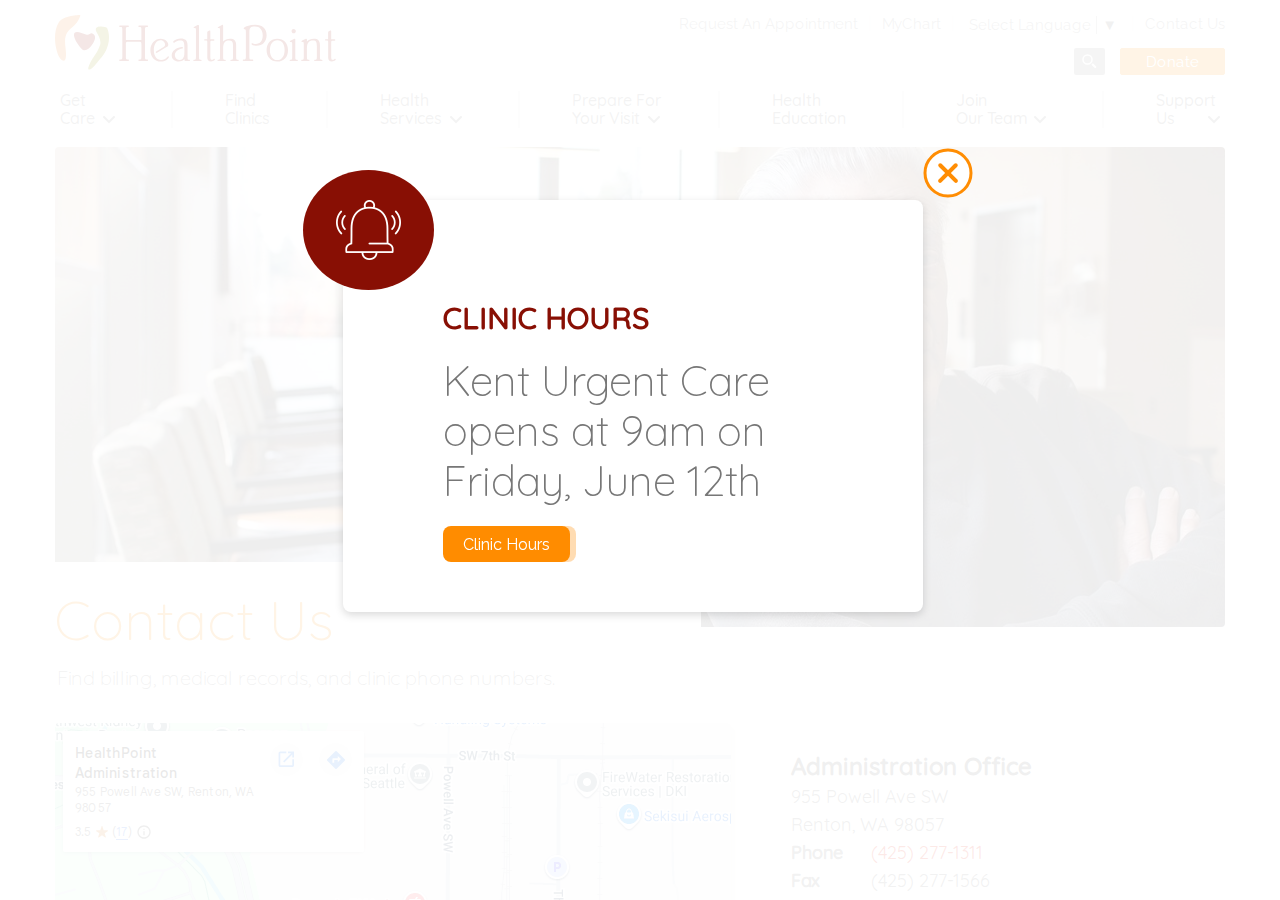 Screenshot of Contact Us | HealthPoint | Washington