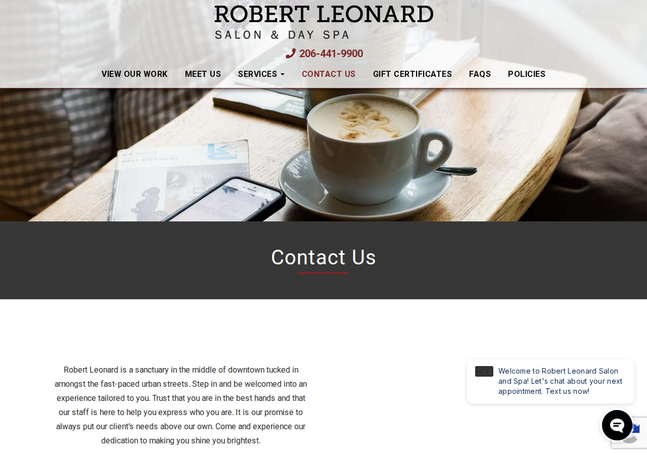 Screenshot of Robert Leonard Salon | Contact Us | Seattle, WA    Robert Leonard Salon | Contact Us | Seattle, WA