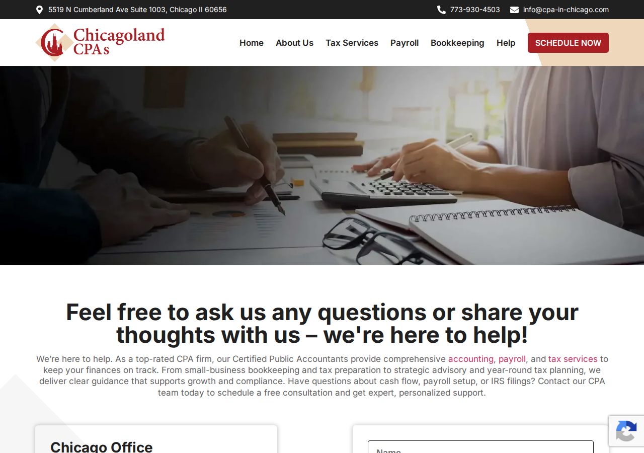 Screenshot of Contact Chicago CPAs | Get Expert Small Business Help in Illinois