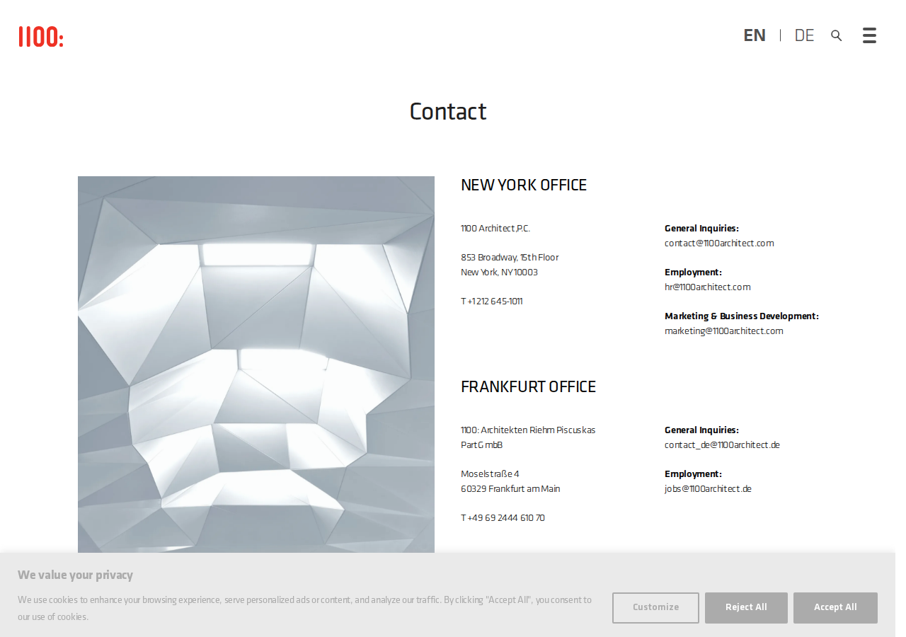 Screenshot of Contact - 1100 Architect