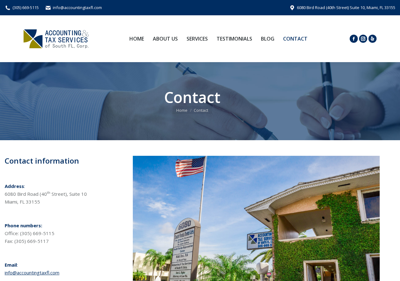 Screenshot of Contact - Accounting & Tax Services of South FL
