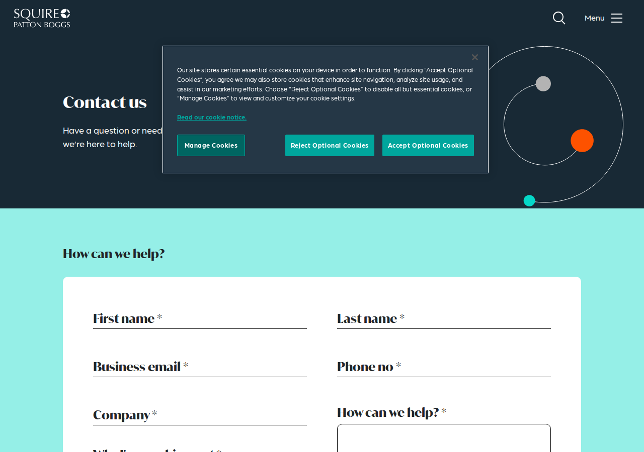 Screenshot of Contact us | Squire Patton Boggs