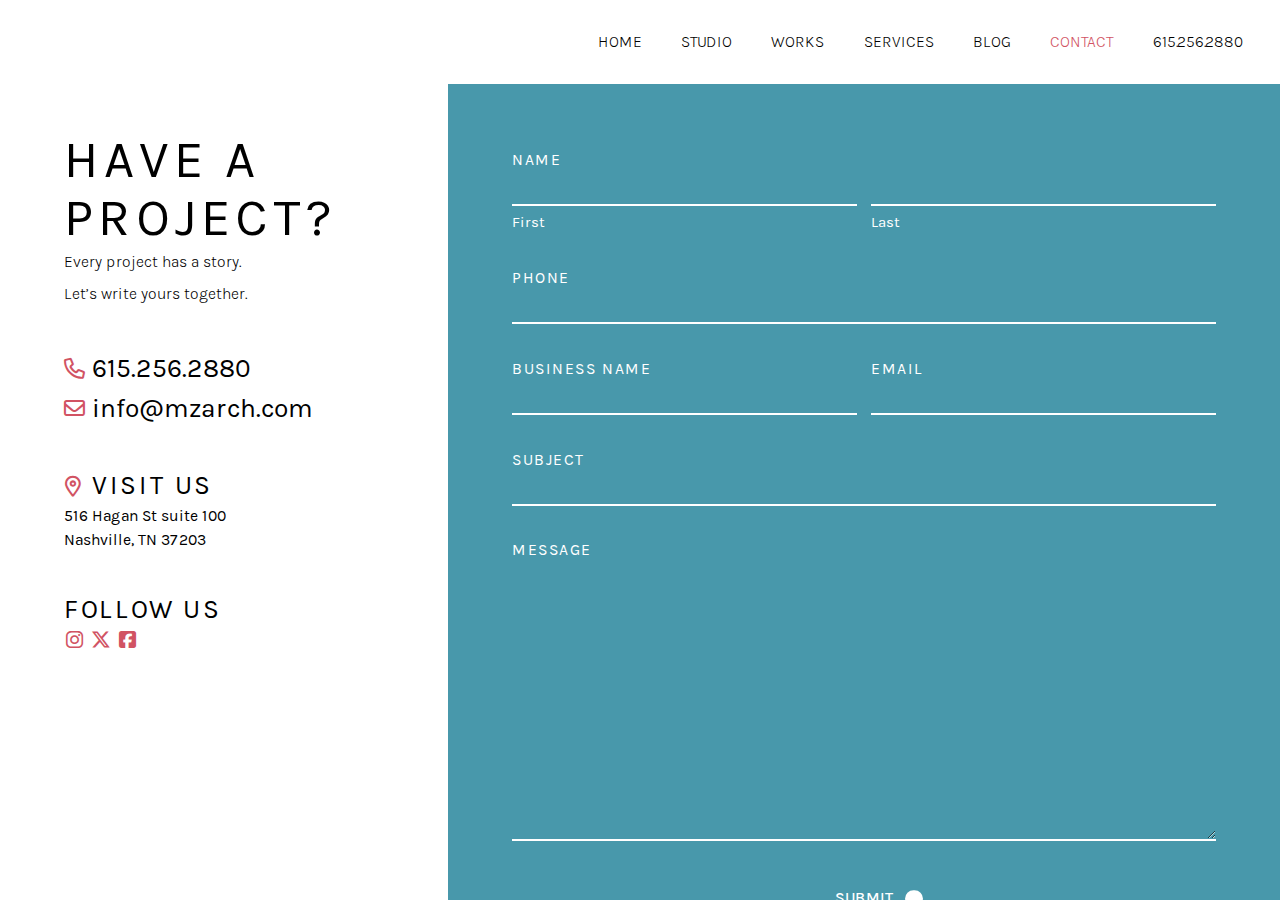 Screenshot of Contact - MZA Architecture & Interiors