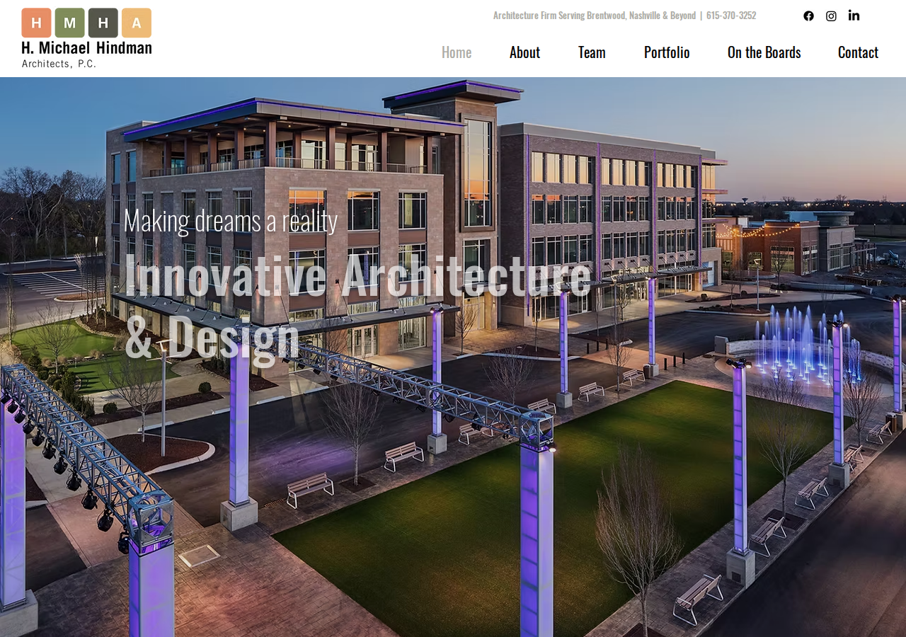 Screenshot of H. Michael Hindman Architects | Brentwood, TN | Architecture Firm Serving Greater Nashville & Middle Tennessee