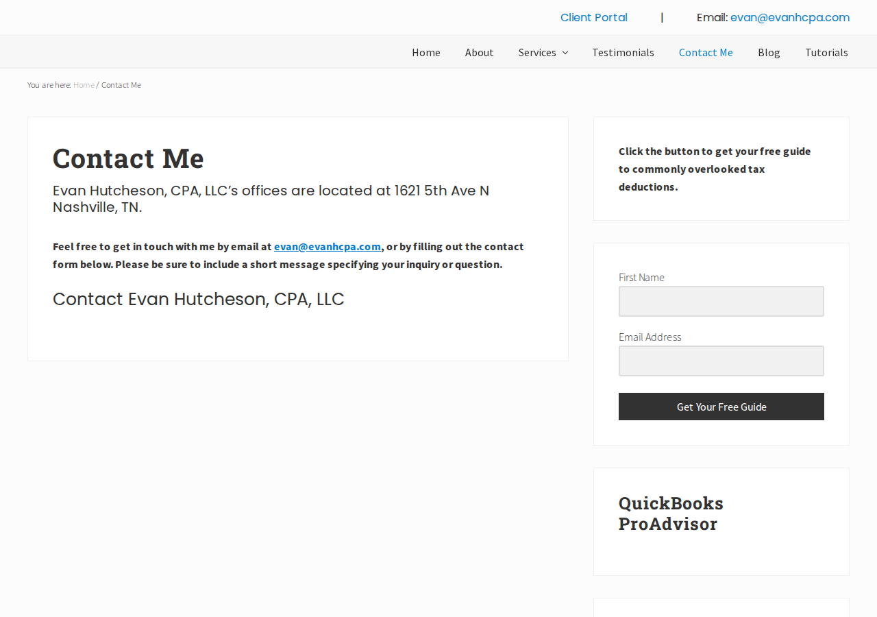 Screenshot of Contact Me | Evan Hutcheson, CPA, LLC
