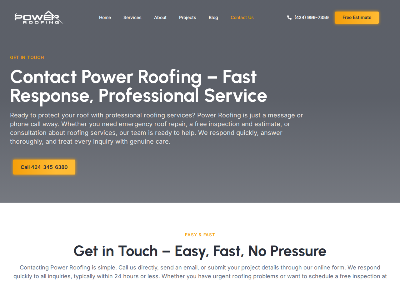 Screenshot of Contact Us - Power Roofing