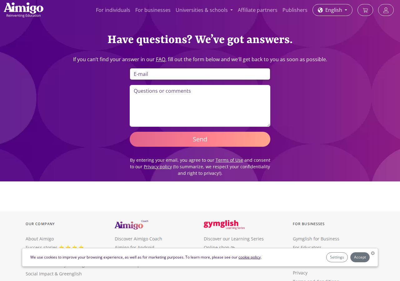 Screenshot of Contact us | Aimigo