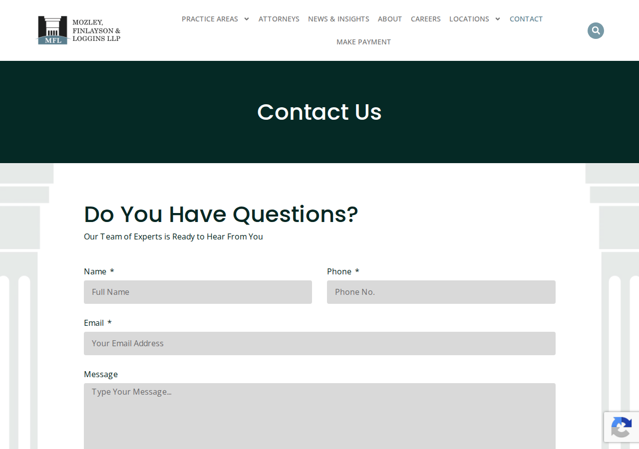 Screenshot of Contact | MFL Law