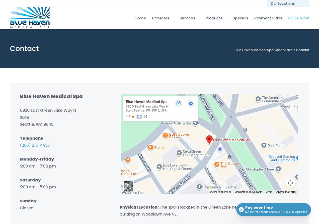 Screenshot of Contact - Blue Haven Medical Spa Green Lake