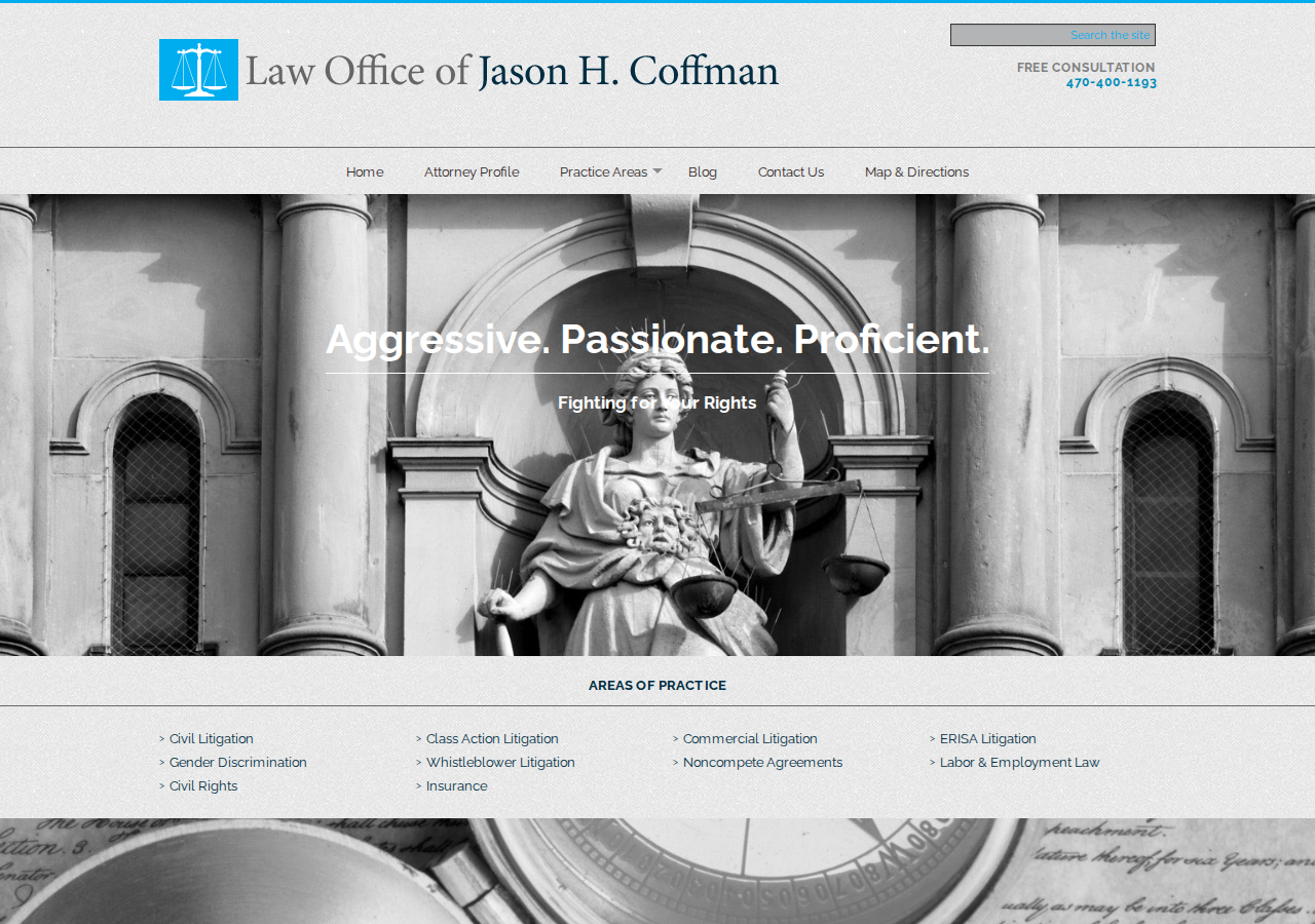 Screenshot of Atlanta Law Firm, Law Office of Jason H. Coffman | Home