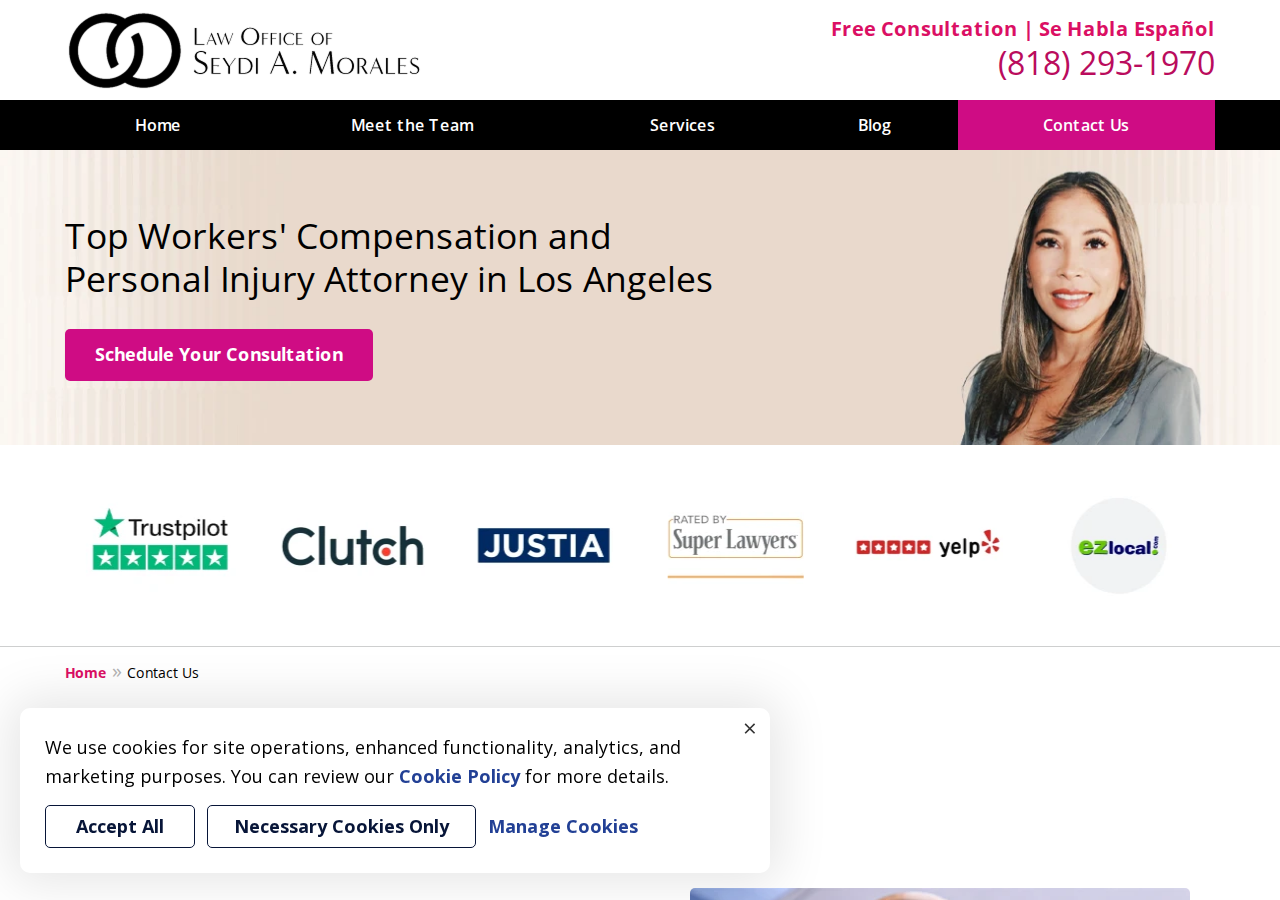 Screenshot of Contact Us | California Personal Injury Lawyer Law Office of Seydi A Morales