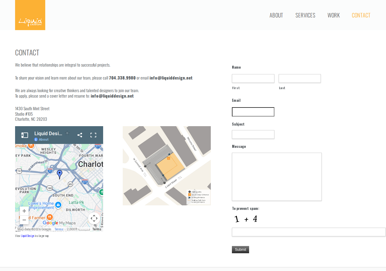Screenshot of Contact Liquid Design | Modern Architects in Charlotte NC