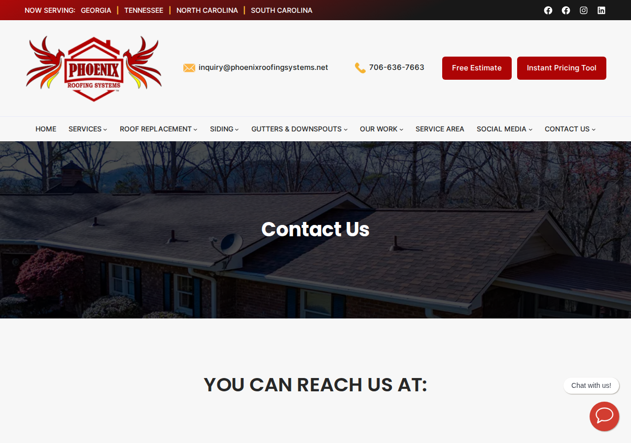 Screenshot of Contact – Phoenix Roofing Systems