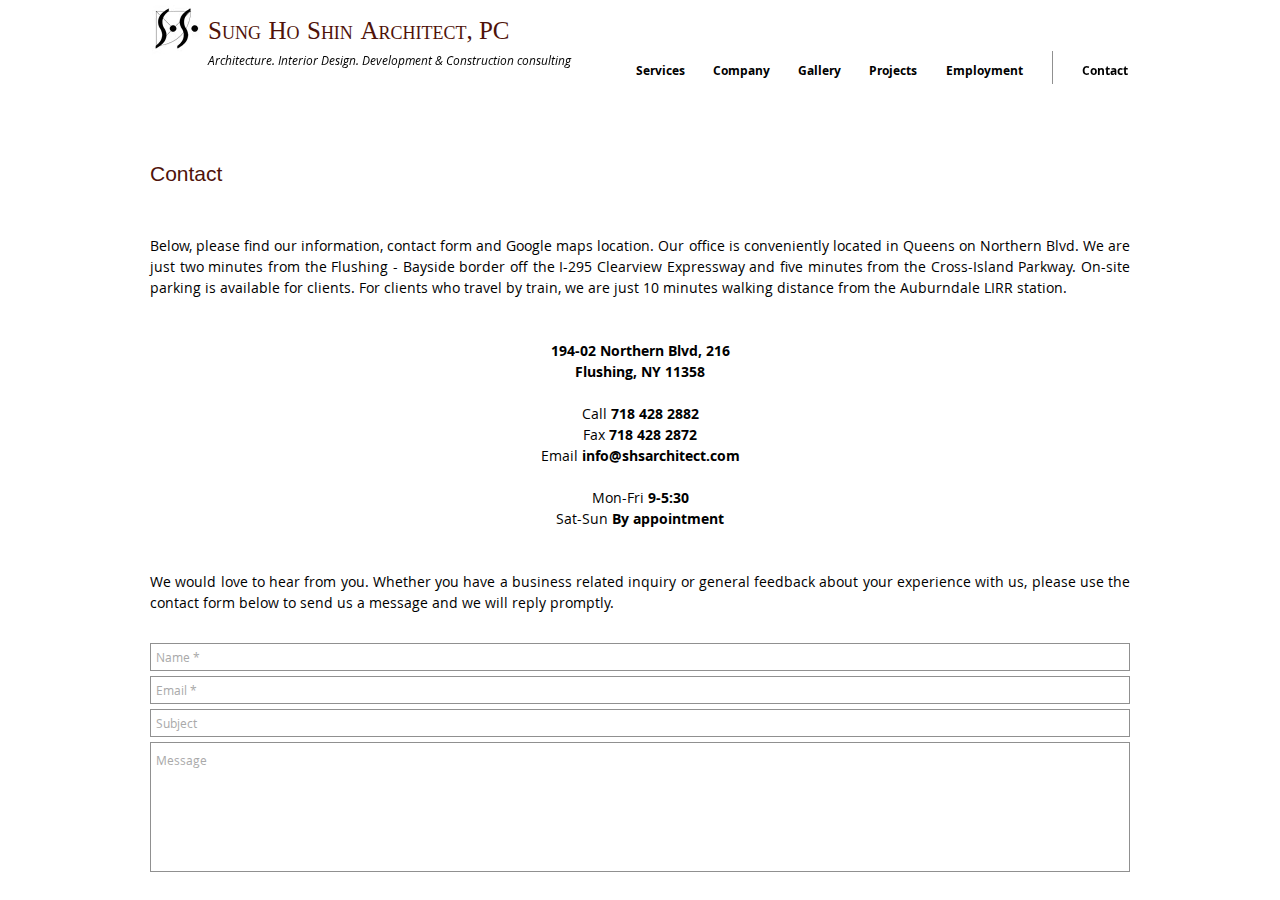 Screenshot of Contact Sung Ho Shin Architect, PC in Queens NY