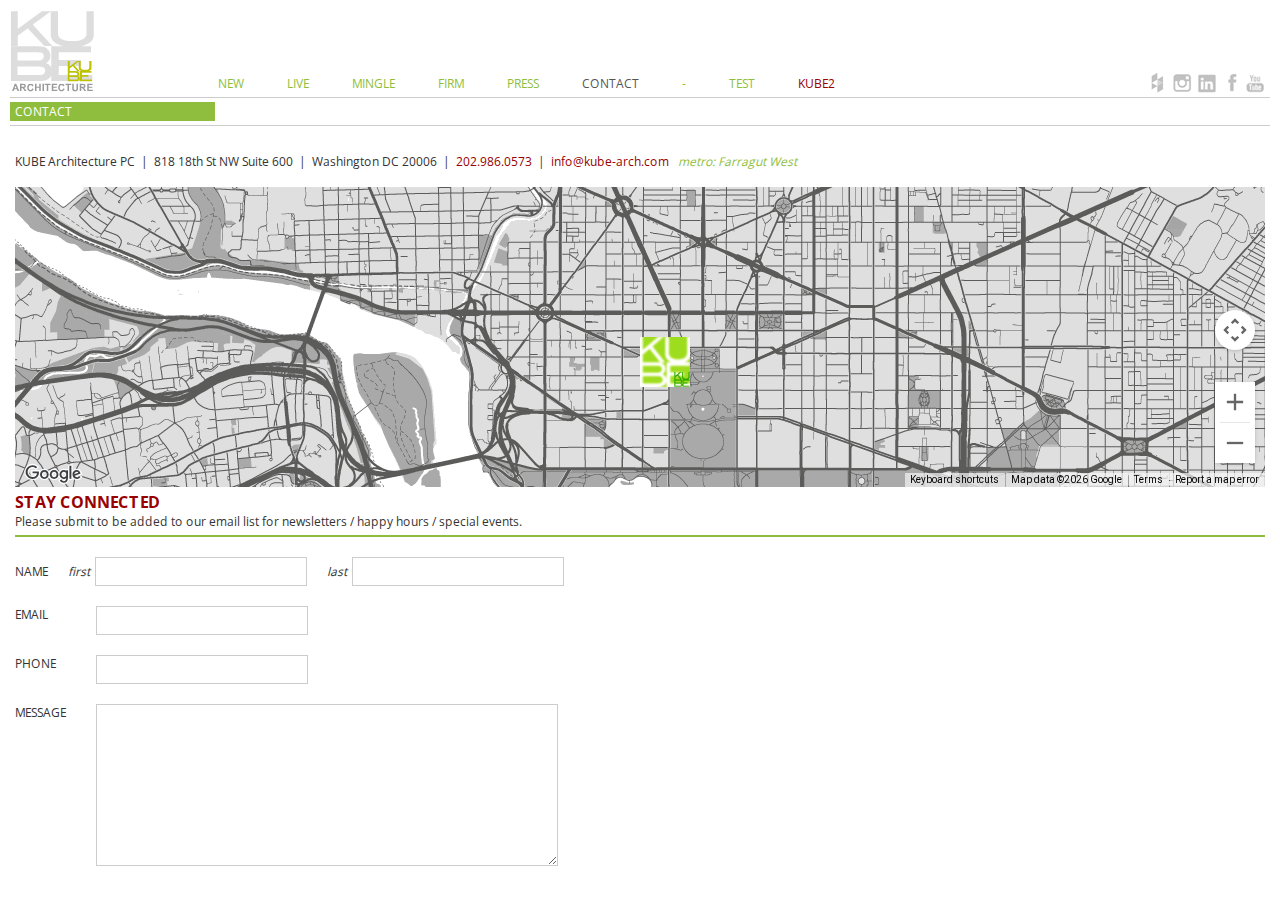 Screenshot of KUBE Architecture - Washington DC :: contact