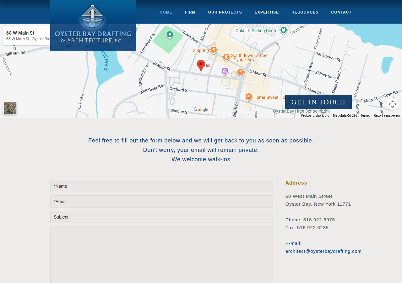 Screenshot of Contact Us | Oyster Bay Drafting and Architecture, P.C.