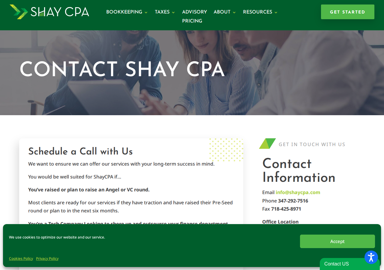 Screenshot of Contact Shay CPA - Shay CPA
