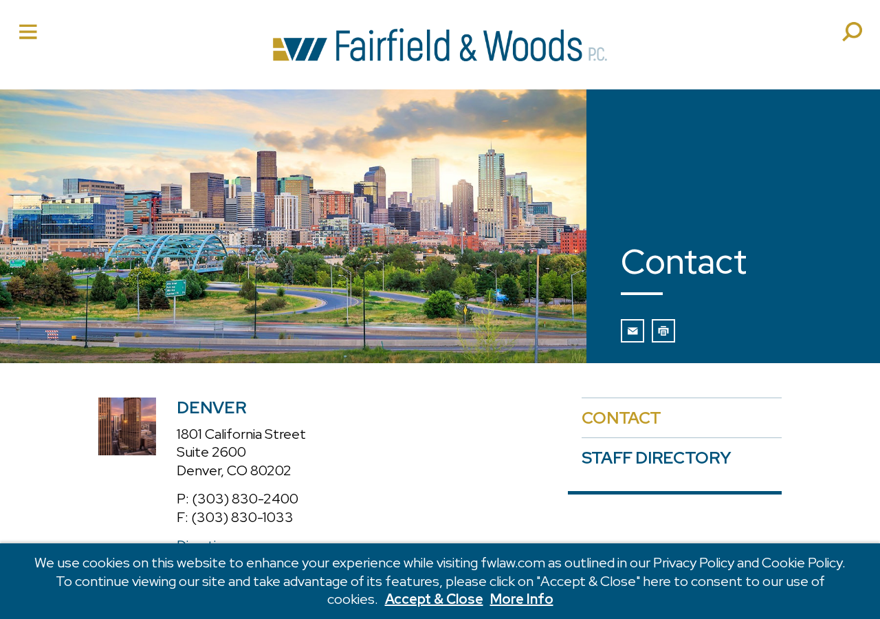 Screenshot of Contact – Litigation Attorneys – Fairfield and Woods P.C.