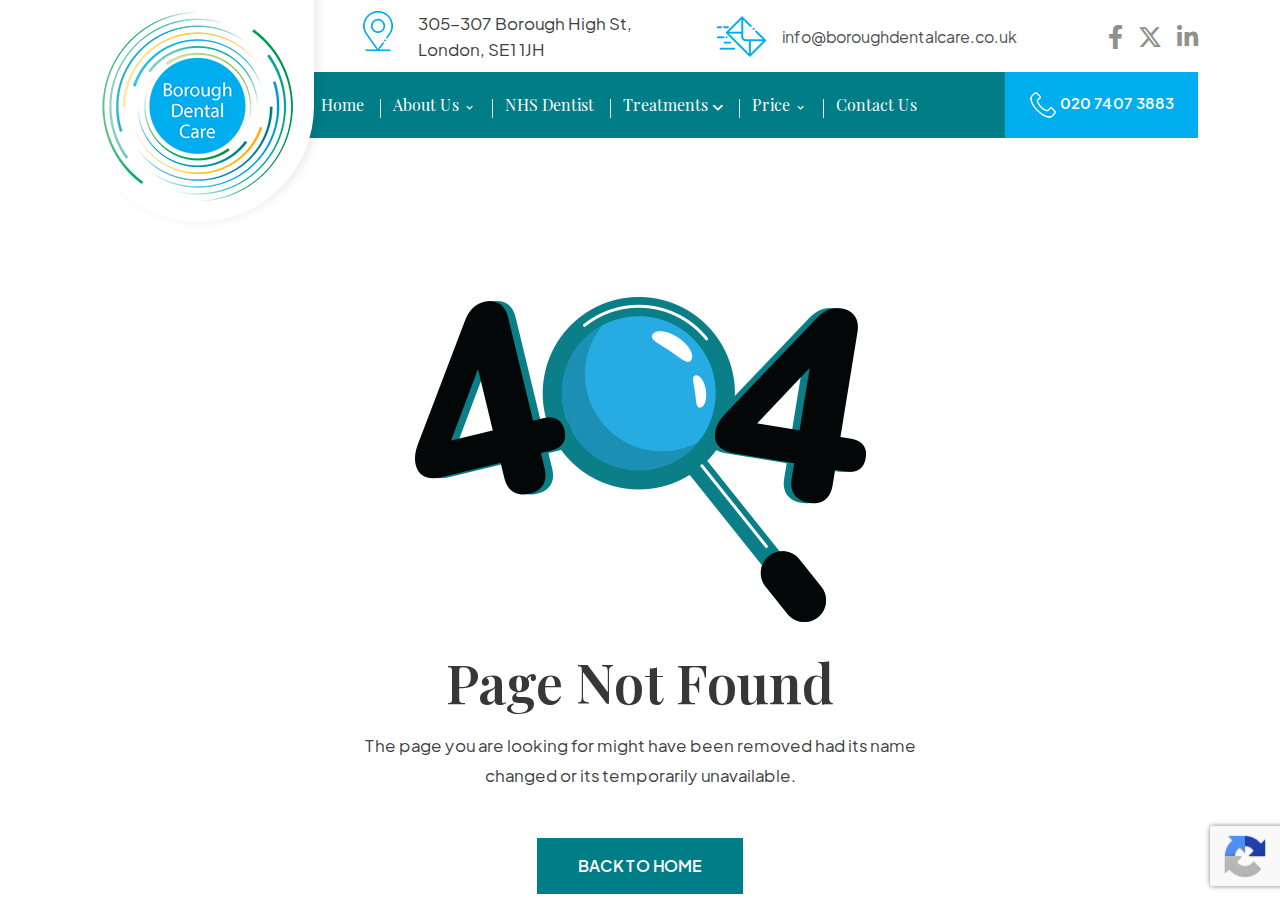 Screenshot of www.boroughdentalcare.co.uk