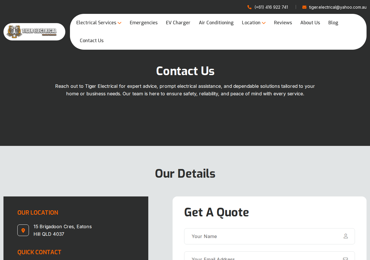 Screenshot of Contact Tiger Electrical | North Brisbane Electricians