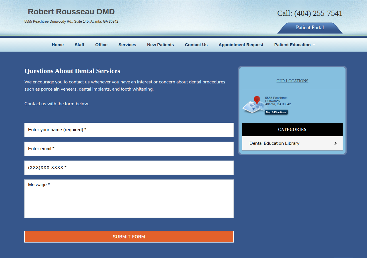 Screenshot of Contact Us - Atlanta, GA Dentist - Robert Rousseau DMD