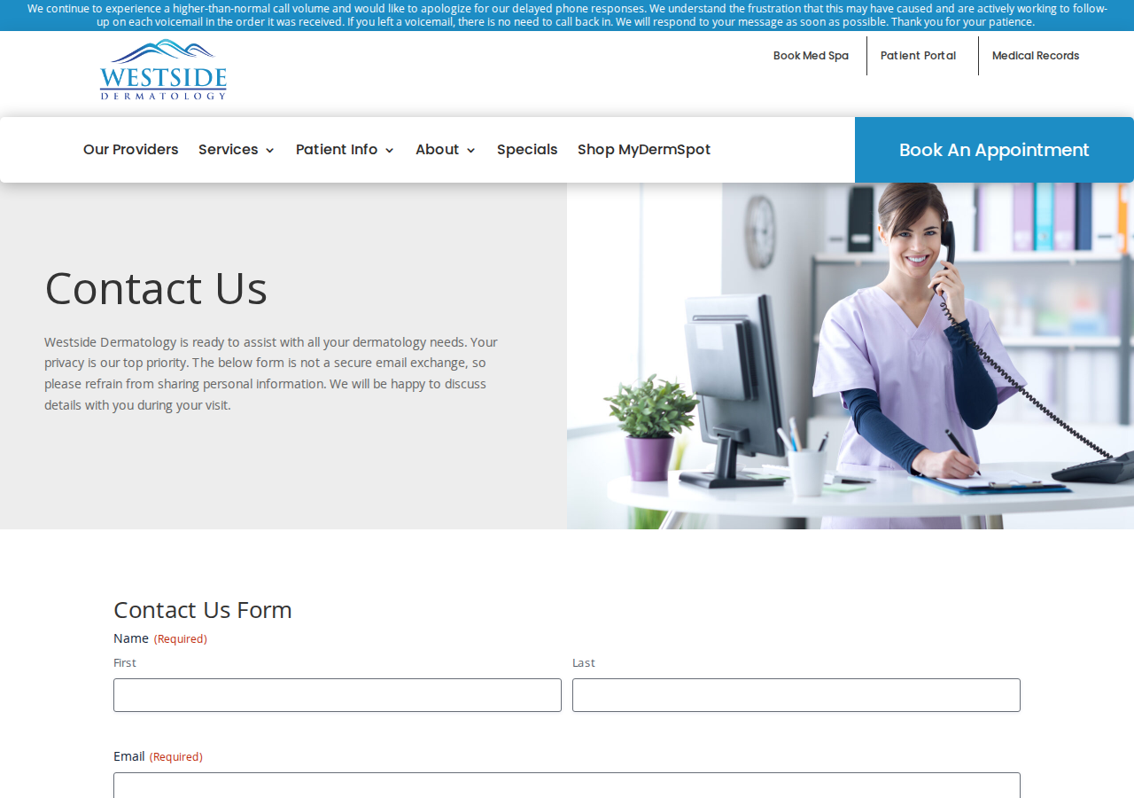 Screenshot of Contact Us - Westside Dermatology | Dermatology