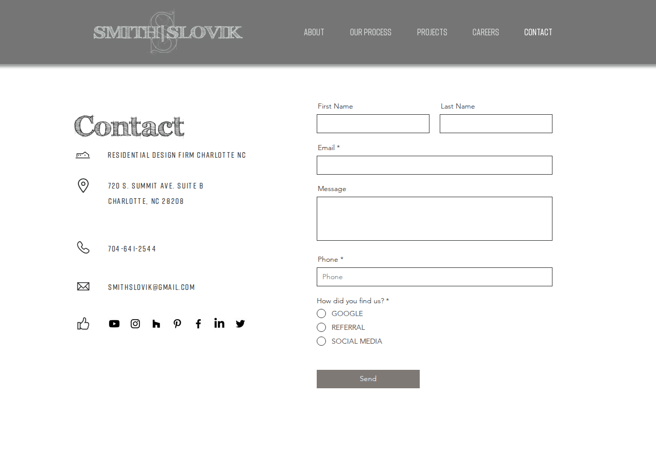Screenshot of Contact Us | Smith Slovik | Residential Designers of the Carolinas