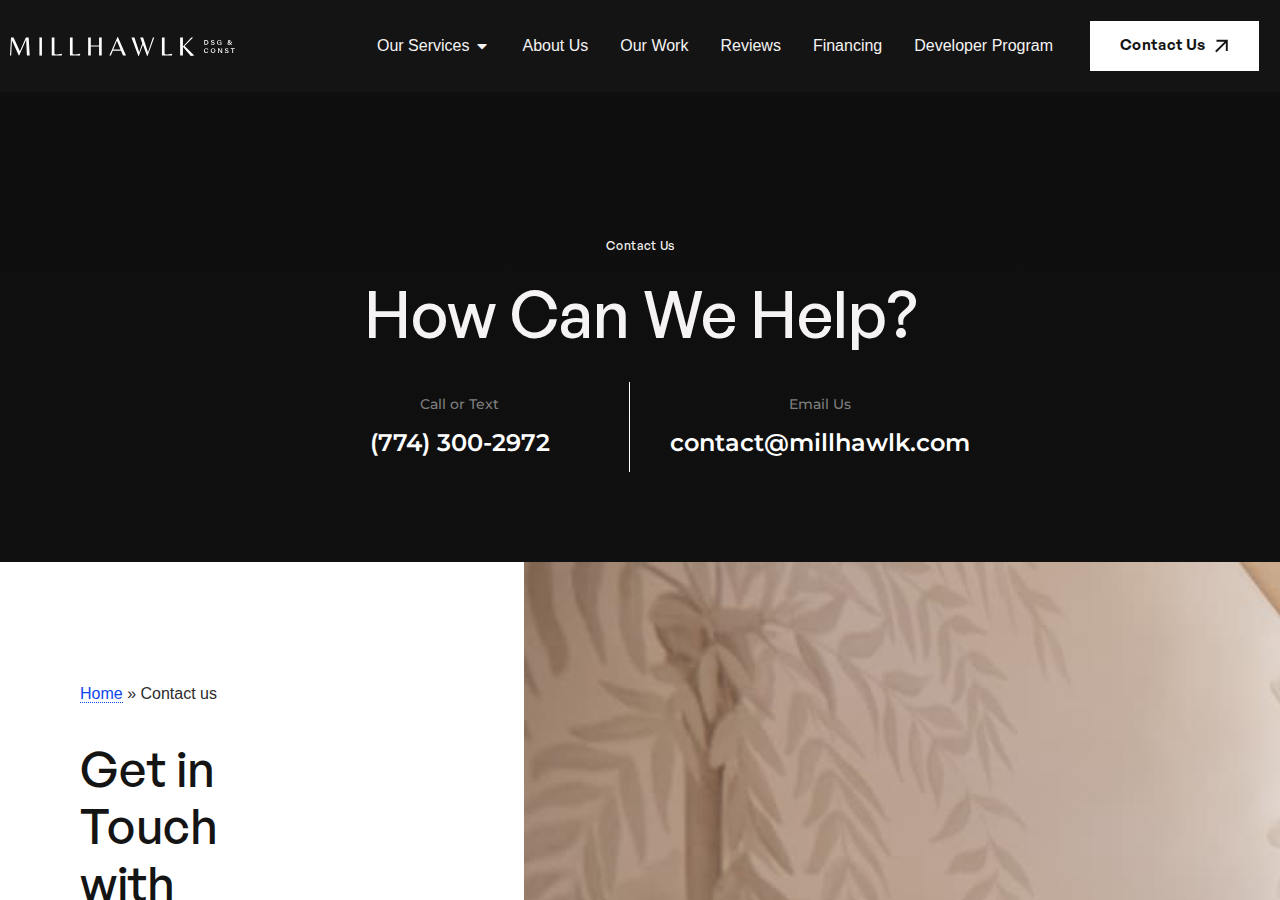 Screenshot of Contact Us | Millhawlk Design & Construction