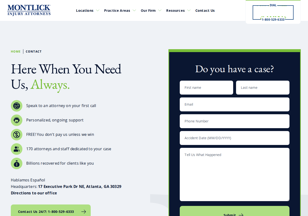 Screenshot of Contact Us 24/7 | Montlick Injury Attorneys