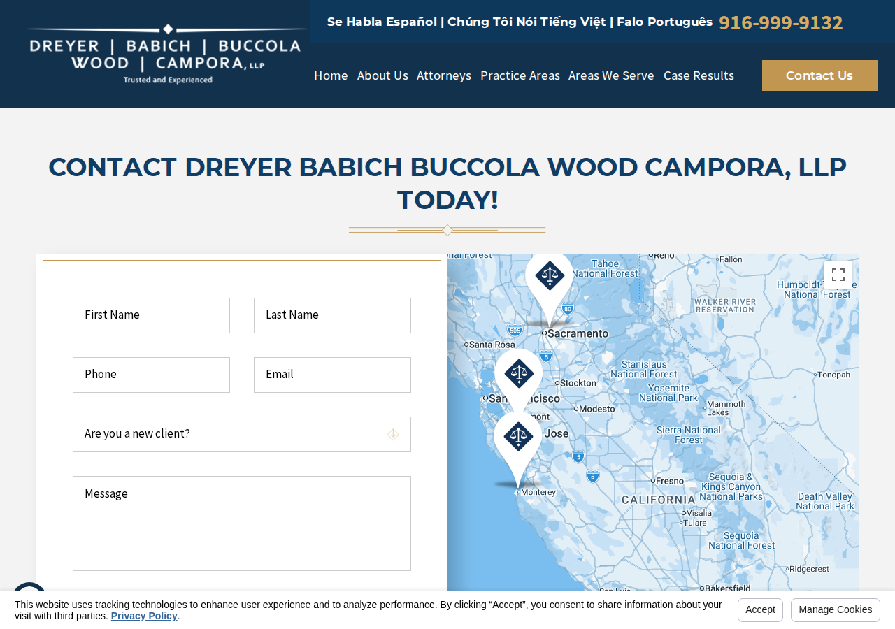 Screenshot of Contact | Dreyer Babich Buccola Wood Campora, LLP | Sacramento, California