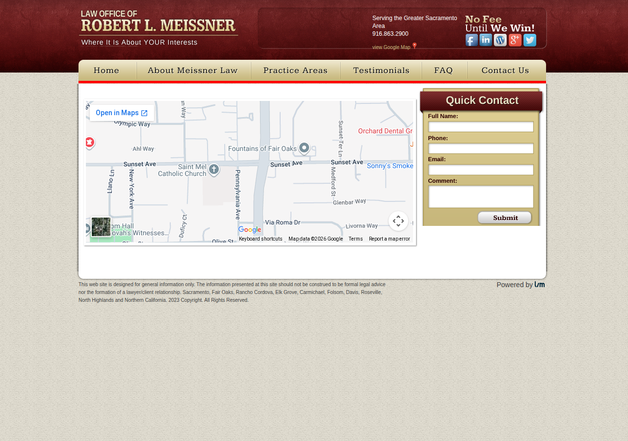 Screenshot of Contact Us | Meissner Law