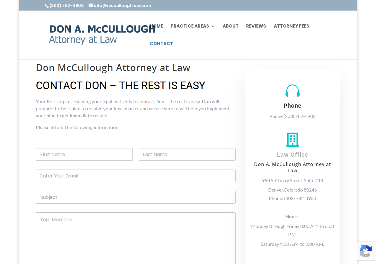 Screenshot of CONTACT DON - THE REST IS EASY | Don A. McCullough