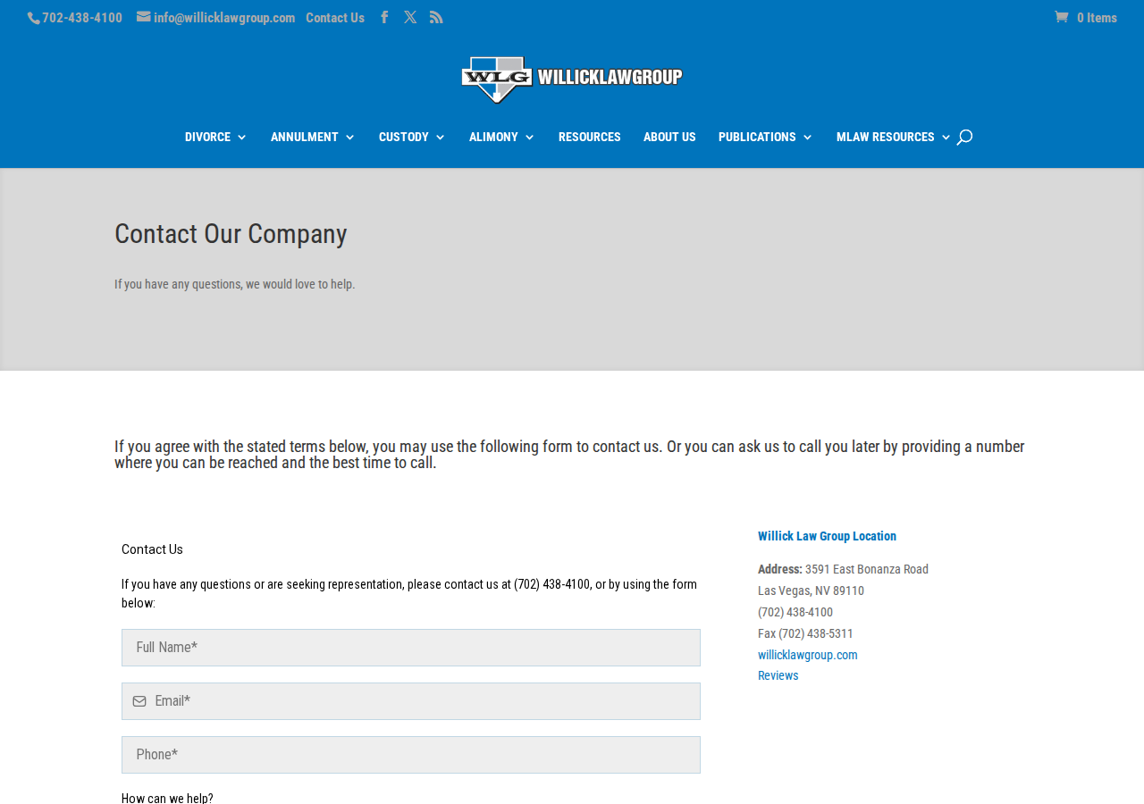Screenshot of Contact Us - Willick Law Group