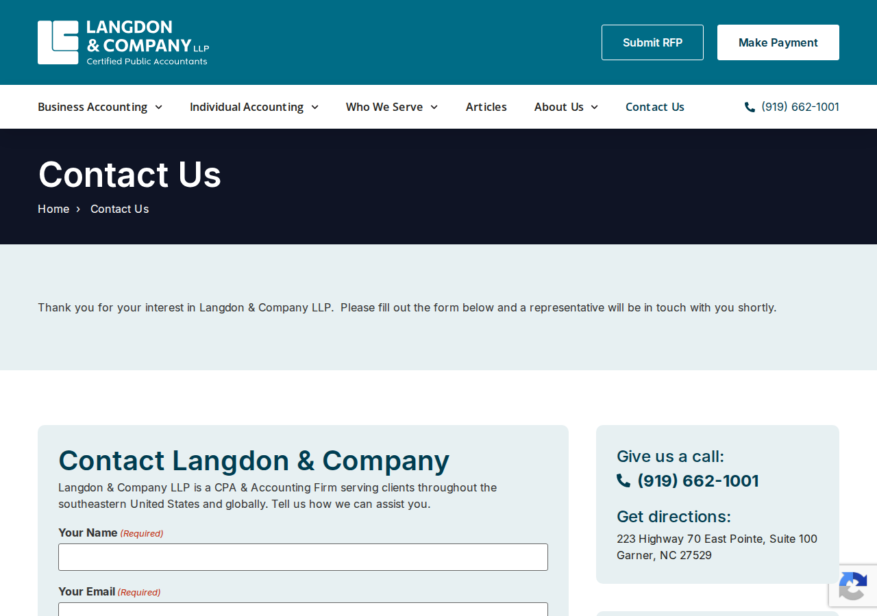 Screenshot of Contact Us - Langdon & Company
