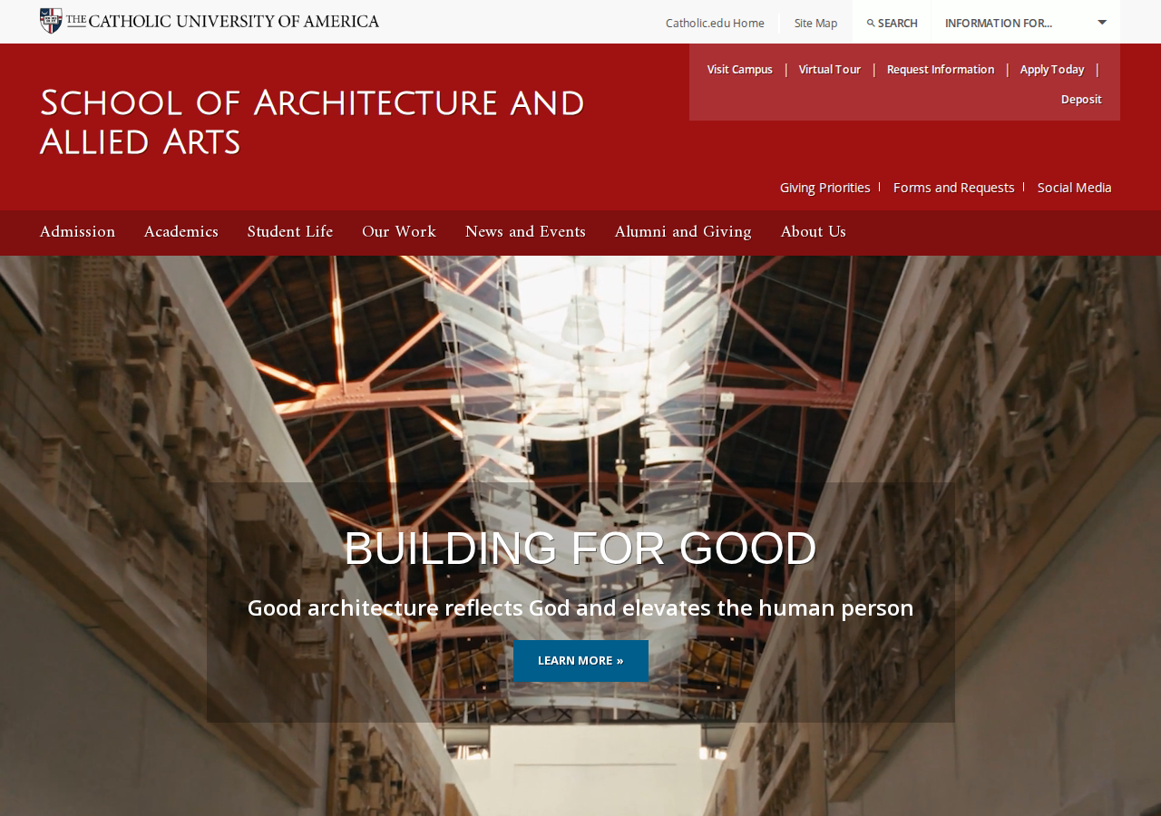 Screenshot of School of Architecture and Allied Arts - Catholic University of America - Washington, DC | CUA