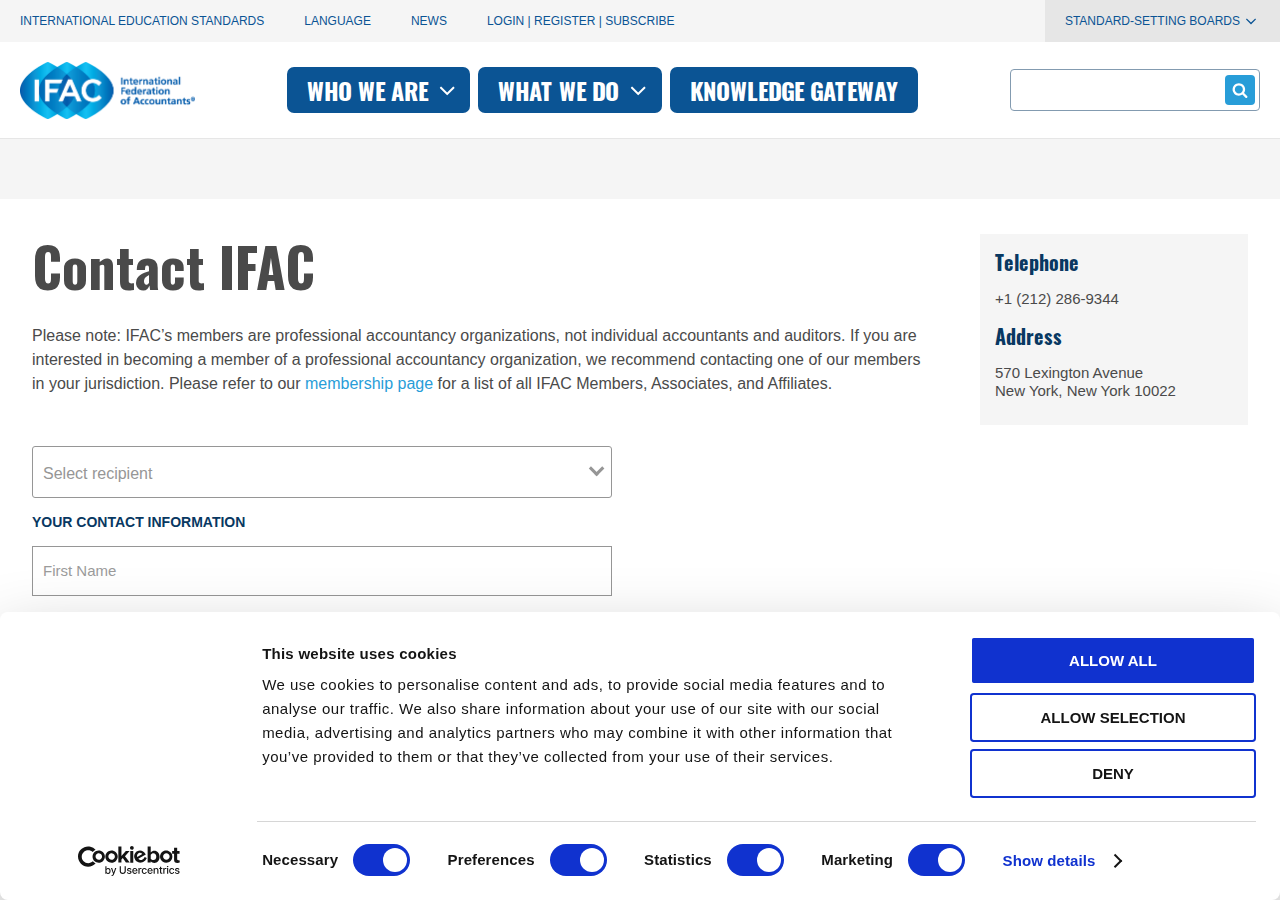 Screenshot of Contact IFAC | IFAC