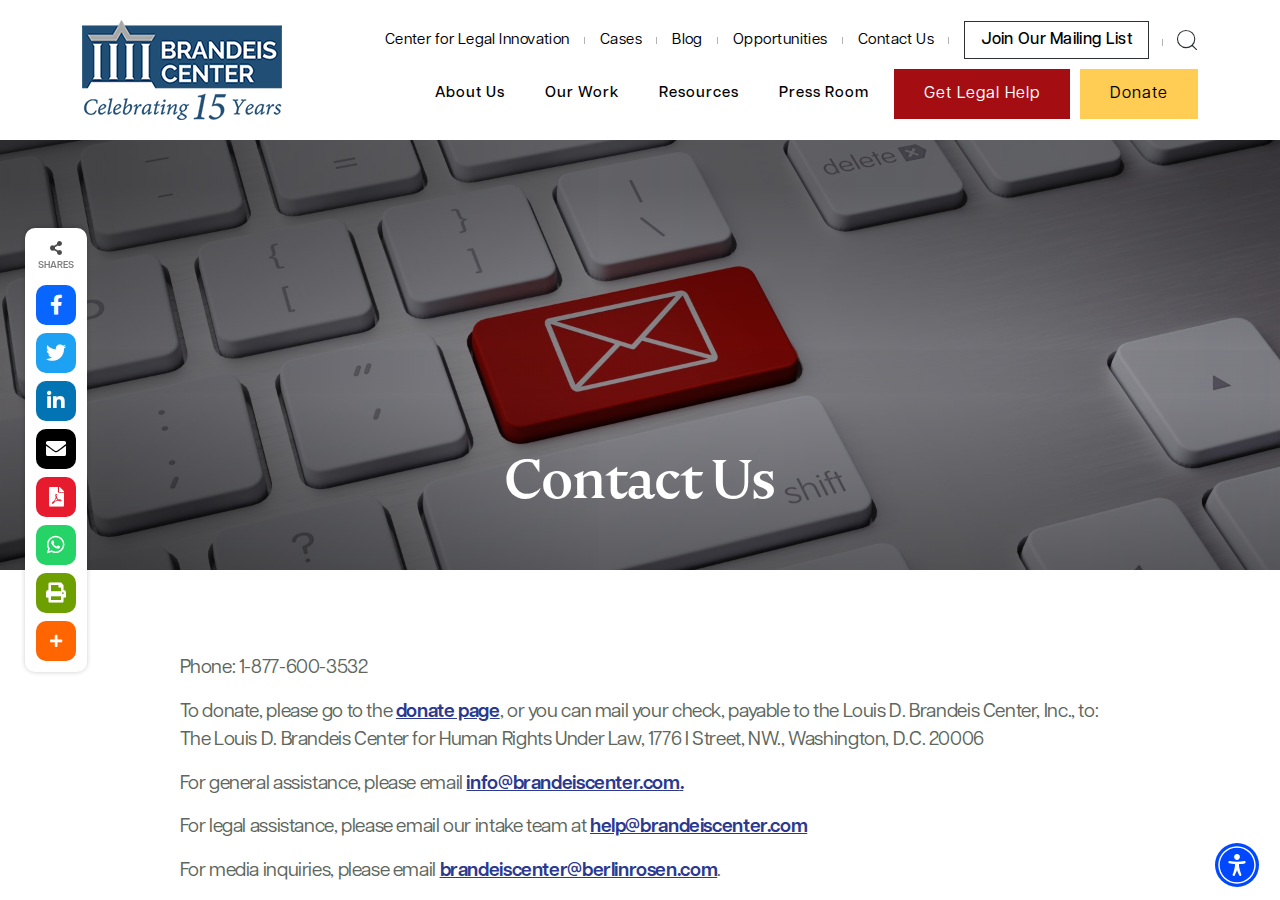 Screenshot of Contact Us | Brandeis Center