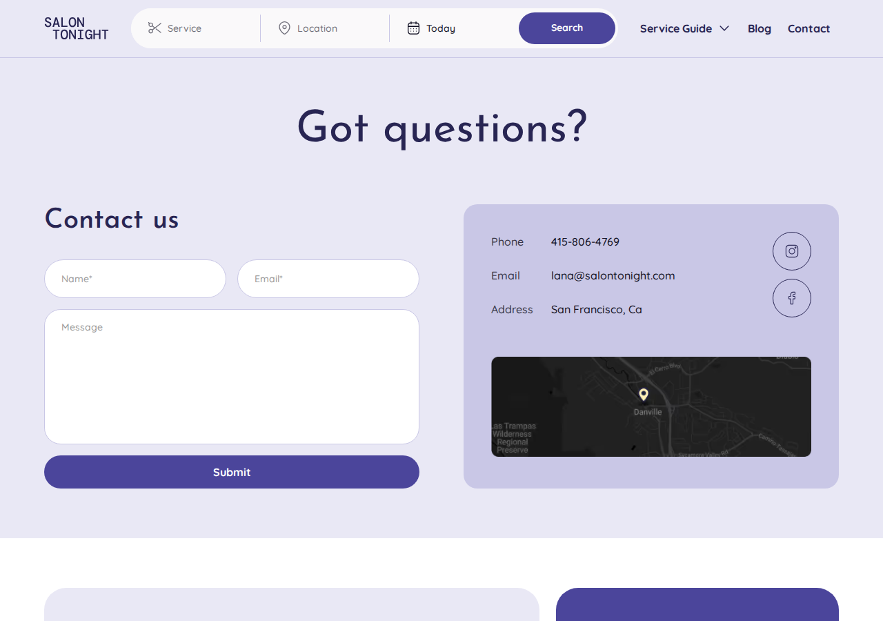 Screenshot of Contact us