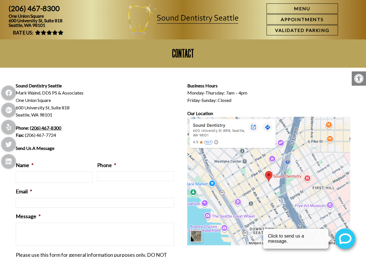Screenshot of Dentist Near Me - Contact Us | Sound Dentistry SeattleAccessibility ToolsIncrease TextDecrease TextGrayscaleLinks UnderlineReadable Font