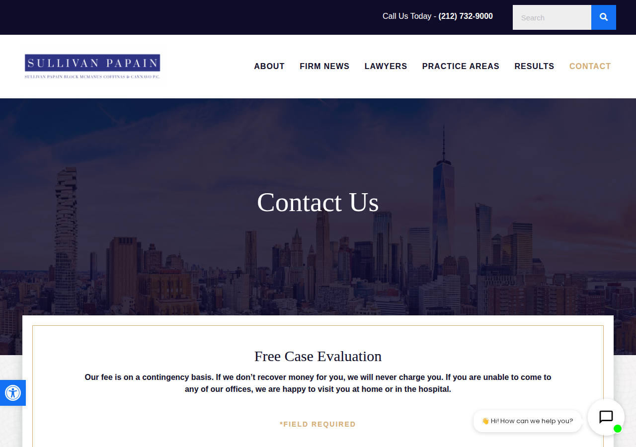 Screenshot of Contact Us | Sullivan Papain Block McManus Coffinas & Cannavo, P.C.Accessibility ToolsIncrease TextDecrease TextGrayscaleHigh ContrastNegative ContrastLight BackgroundLinks UnderlineReadable FontReset
