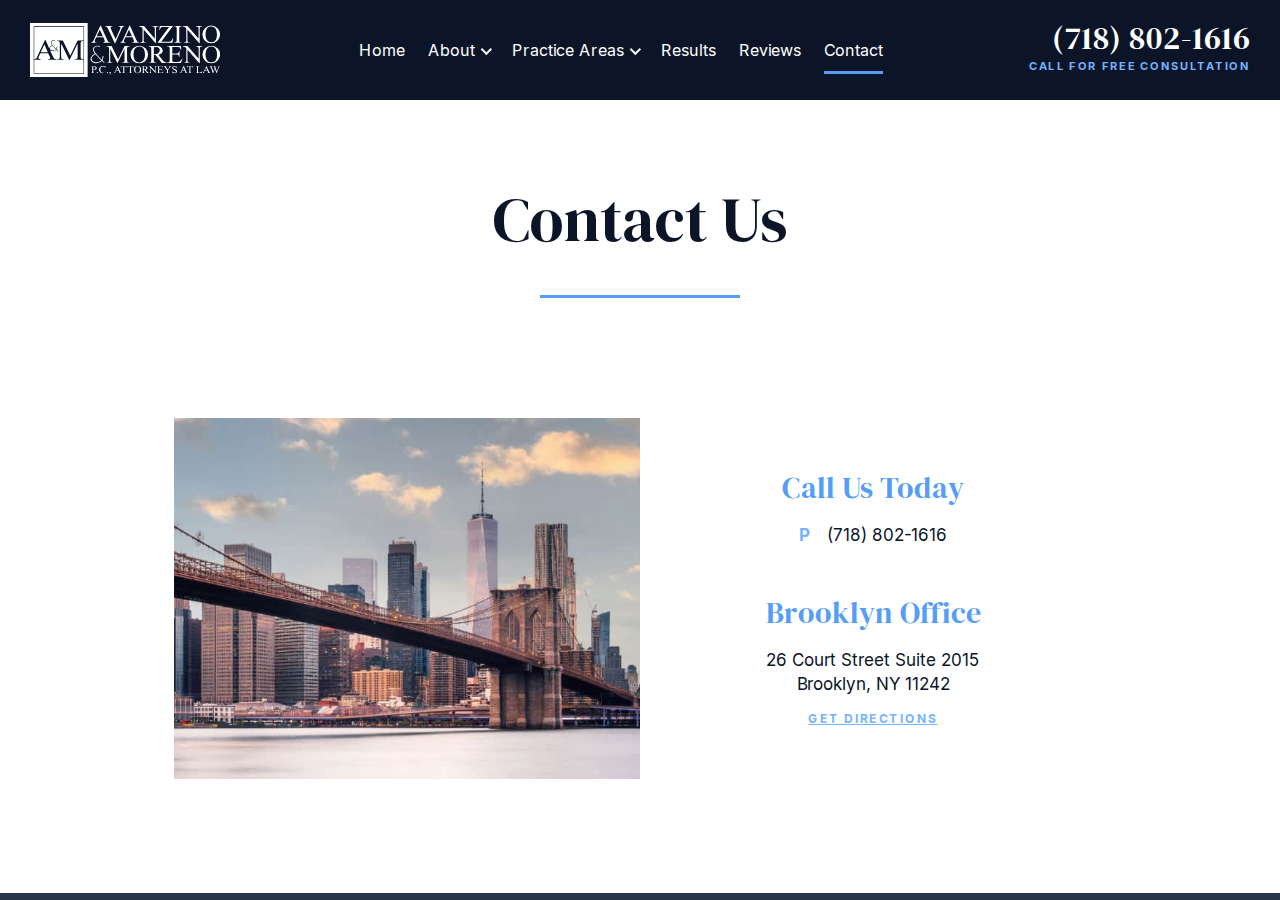 Screenshot of Contact Us